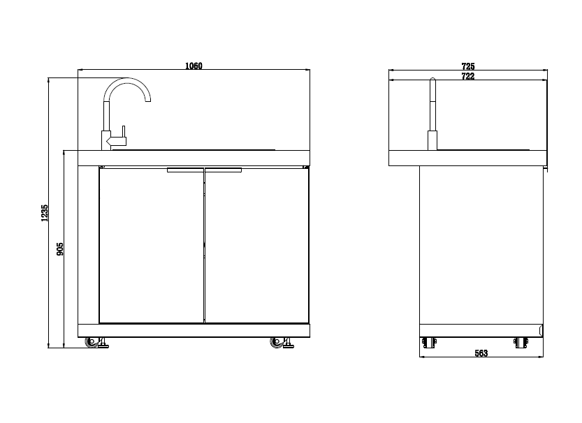 Black 6-Burner Outdoor Kitchen BBQ Package with 23" Kamado Smoker | Wok Burner, Fridge, Sink, Rotisserie & Covers