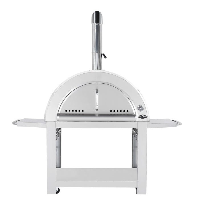 30-Inch Black Stainless Steel Charcoal Pizza Oven | Outdoor Wood-Fired BBQ Grill with Infrared Burner