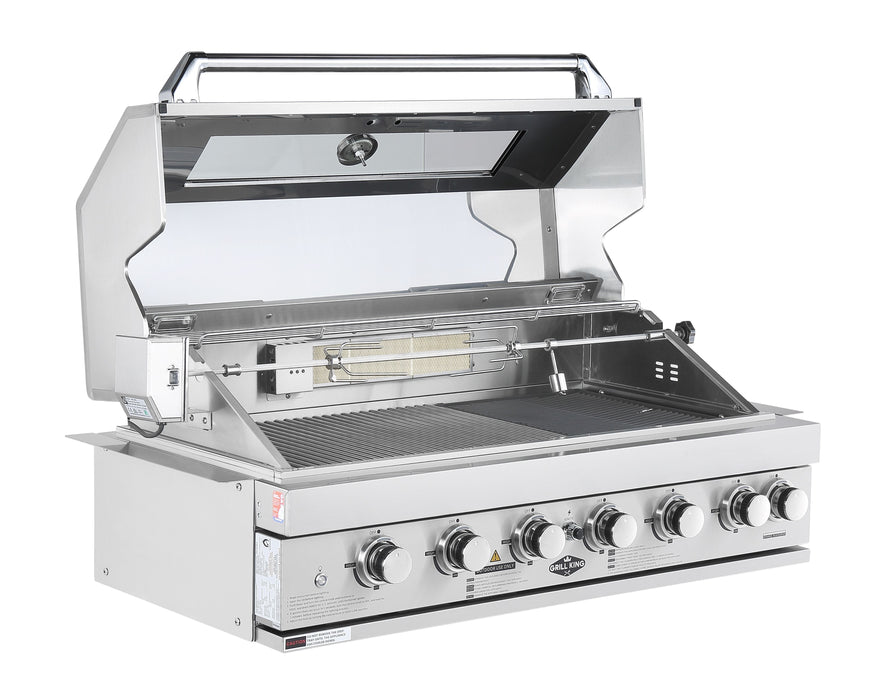 Premium 6-Burner Built-In BBQ with Rear Infrared Burner | 304 Stainless Steel, LED Knobs