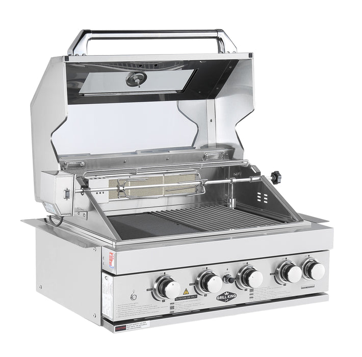 Premium 4-Burner Built-In BBQ with Infrared Rotisserie | 304 Stainless Steel, LED Control Knobs