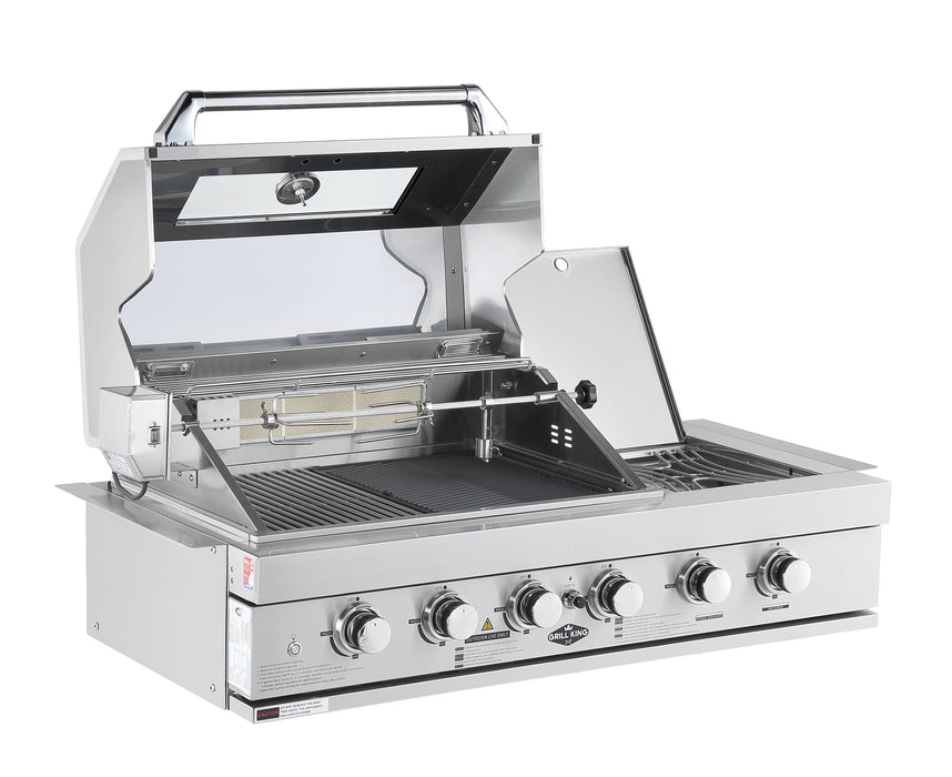 4-Burner + Wok Built-In BBQ with Rear Infrared Burner | 304 Stainless Steel, Blue LED Knobs