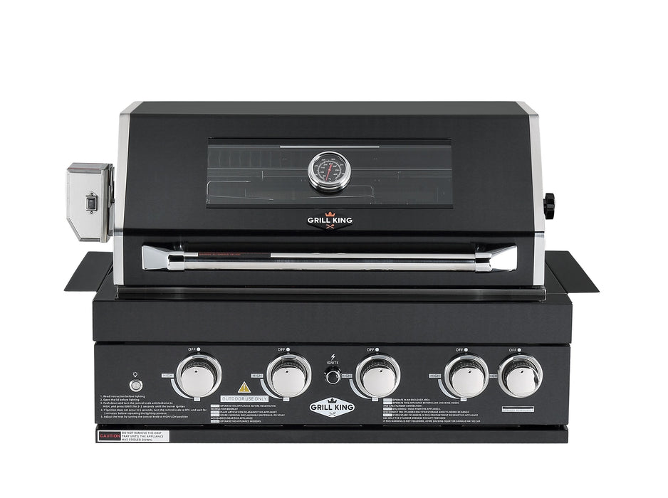 Black Stainless Steel 4-Burner Built-In BBQ with Rear Infrared Burner | 304 Stainless Steel, LED Knobs