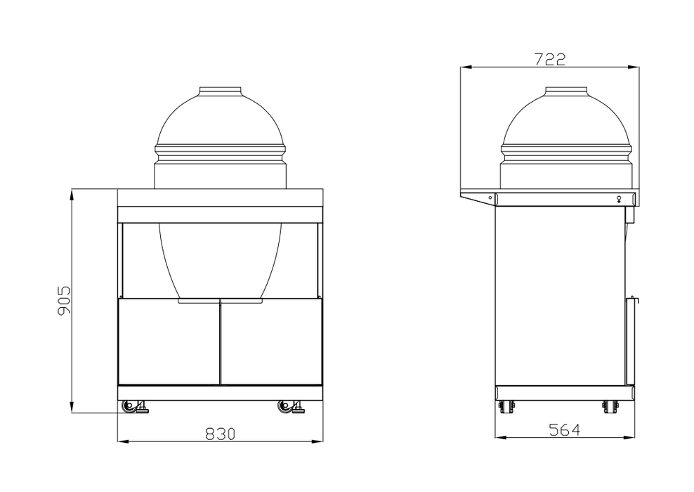 Black 6-Burner Outdoor Kitchen BBQ Package with 23" Kamado Smoker | Wok Burner, Fridge, Sink, Rotisserie & Covers