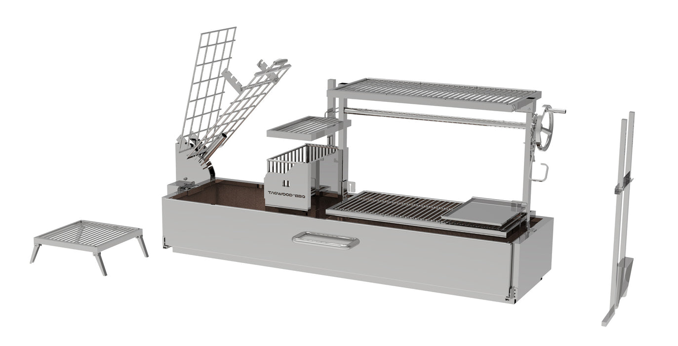 Tagwood BBQ Built In Argentine Santa Maria Wood Fire & Charcoal Gaucho Clamp Grill Stainless Steel BBQ08SS