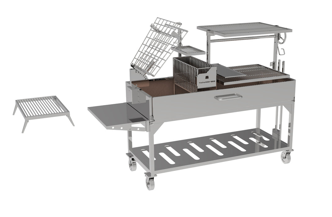 Tagwood BBQ XL Freestanding Argentine Santa Maria Wood Fire & Charcoal Gaucho Clamp Grill Stainless Steel BBQ26SS