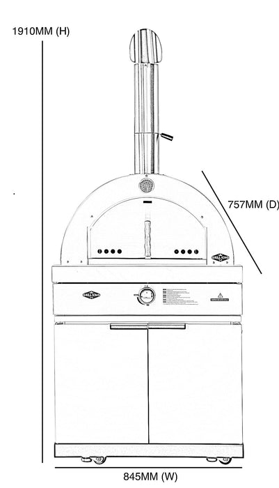 22” Gas Pizza Oven Module | Suits Kingsley BBQs Kitchen | Portable with Trolley, Shelves, and Castors