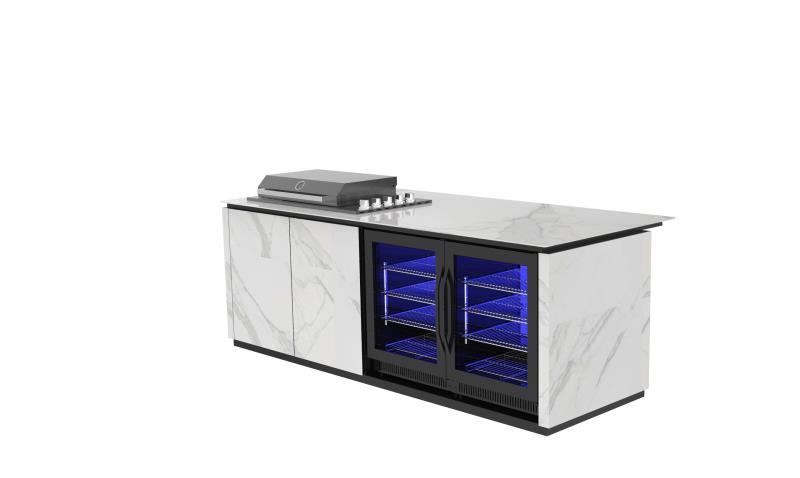 Bella 4B Drop-In BBQ Kitchen Island with Twin Fridge | Infrared Burner, Rotisserie & Cover