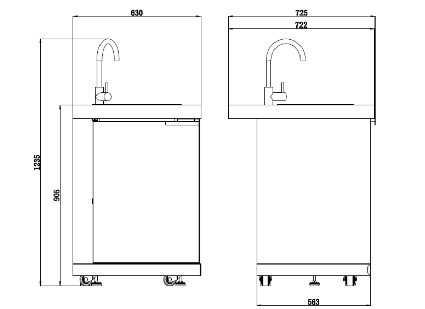 Black 6-Burner Outdoor Kitchen BBQ Package with 23" Kamado Smoker | Wok Burner, Fridge, Sink, Rotisserie & Covers