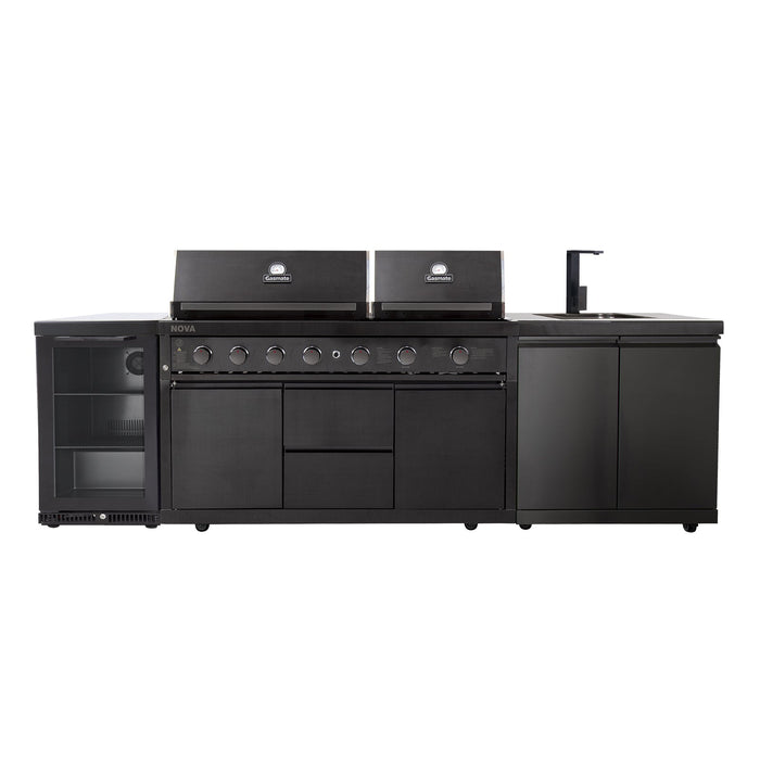 Gasmate Nova Graphite Twin Hood 6-Burner BBQ Kitchen Package