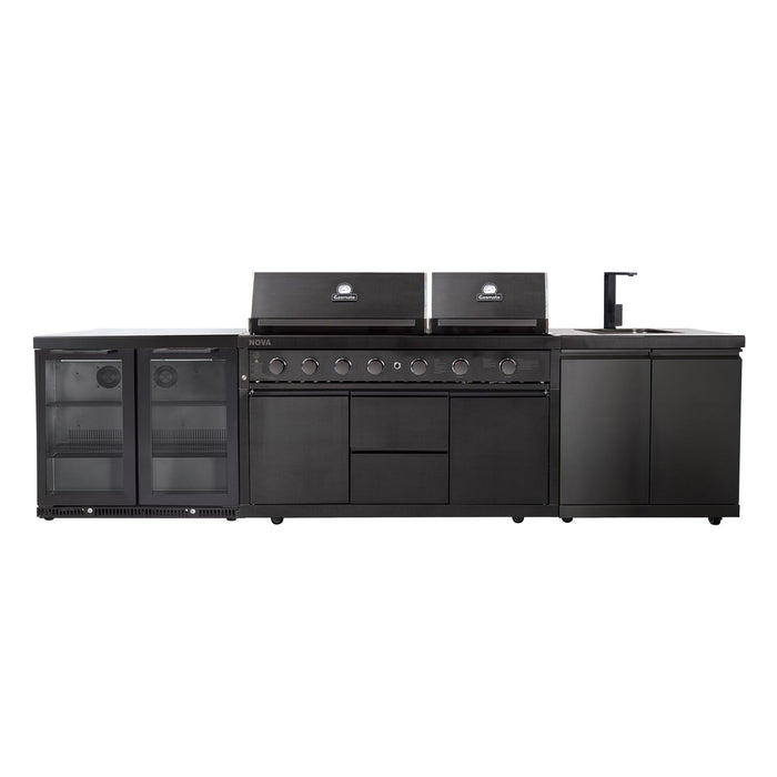 Gasmate Nova Graphite Twin Hood 6-Burner BBQ Kitchen Package