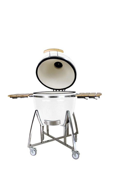 16” Kamado Ceramic Charcoal Grill with Trolley & Side Tables | Compact and Versatile Outdoor BBQ