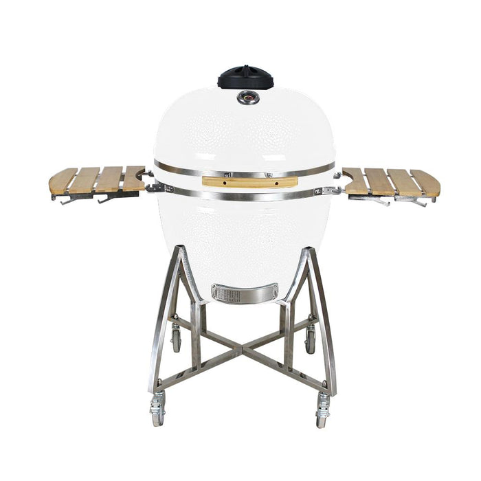 16” Kamado Ceramic Charcoal Grill with Trolley & Side Tables | Compact and Versatile Outdoor BBQ