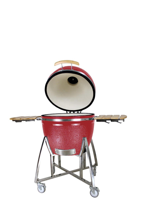 16” Kamado Ceramic Charcoal Grill with Trolley & Side Tables | Compact and Versatile Outdoor BBQ