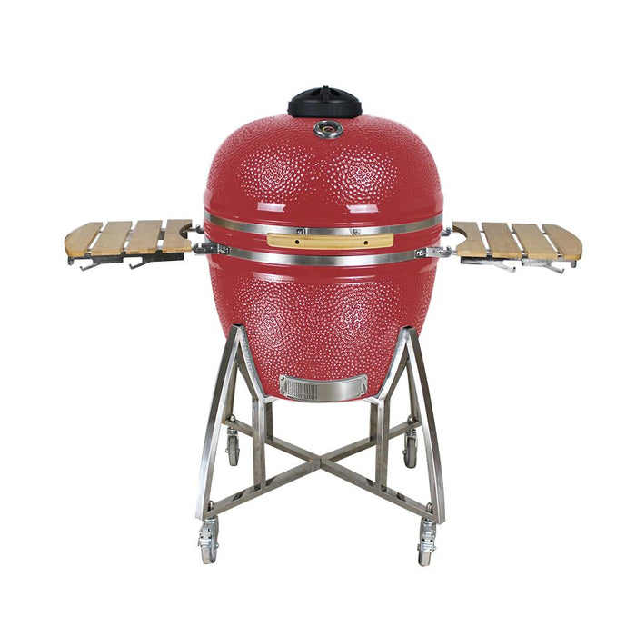 16” Kamado Ceramic Charcoal Grill with Trolley & Side Tables | Compact and Versatile Outdoor BBQ