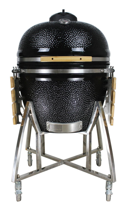 16” Kamado Ceramic Charcoal Grill with Trolley & Side Tables | Compact and Versatile Outdoor BBQ