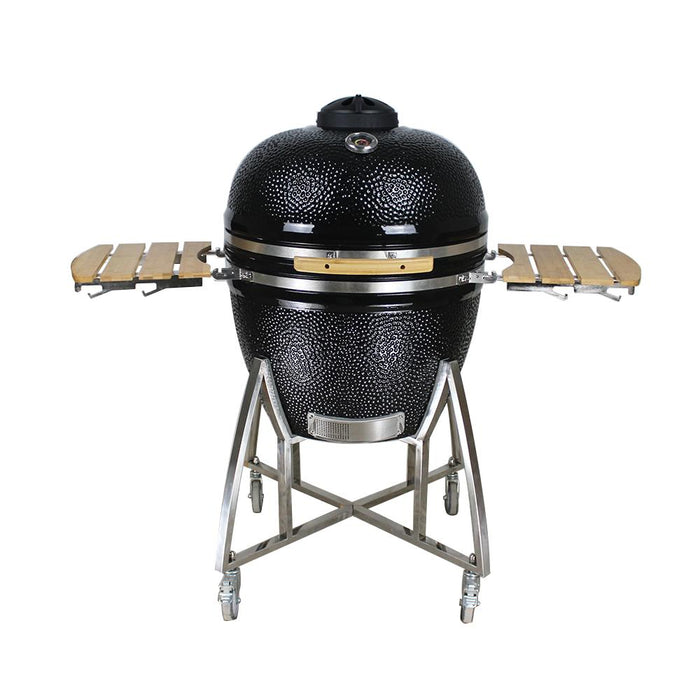 16” Kamado Ceramic Charcoal Grill with Trolley & Side Tables | Compact and Versatile Outdoor BBQ