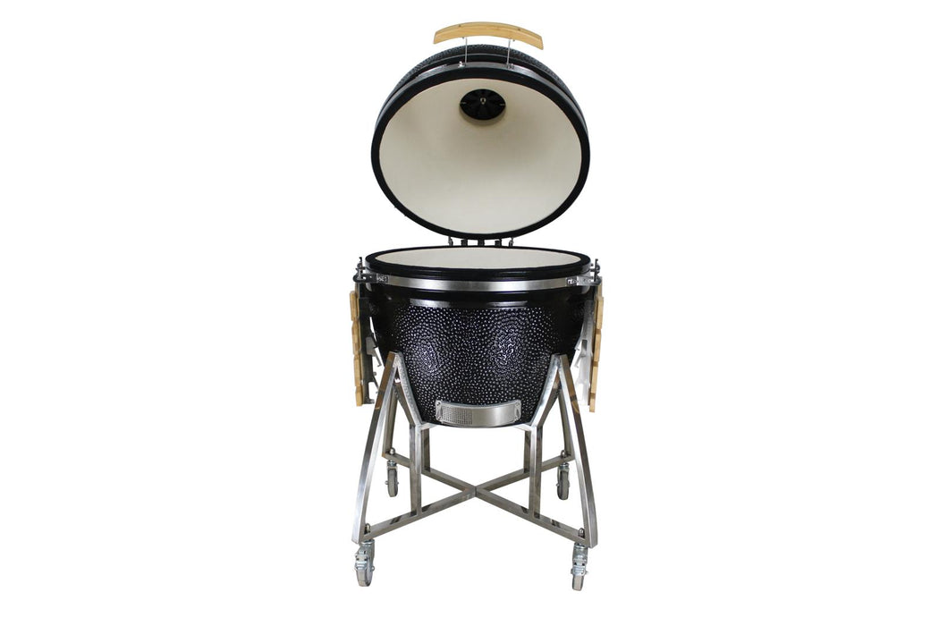 16” Kamado Ceramic Charcoal Grill with Trolley & Side Tables | Compact and Versatile Outdoor BBQ