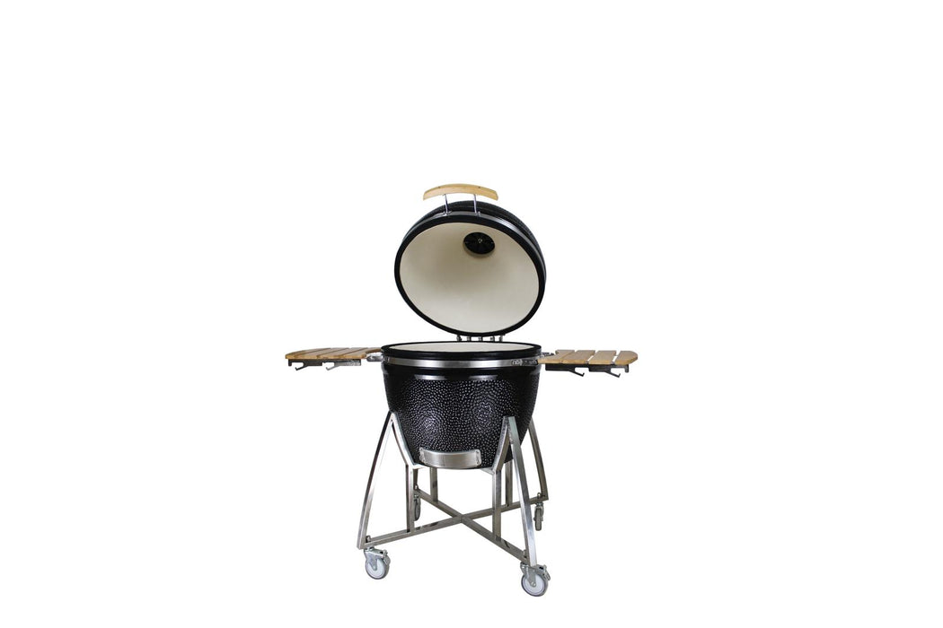 16” Kamado Ceramic Charcoal Grill with Trolley & Side Tables | Compact and Versatile Outdoor BBQ