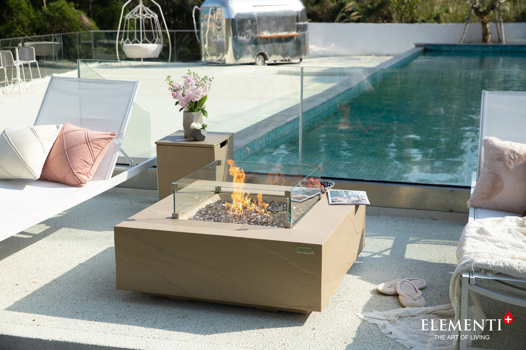 Elementi Plus Uluru Concrete Square Fire Table Pit Brown OFG411SY