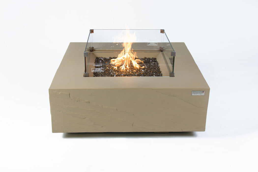 Elementi Plus Uluru Concrete Square Fire Table Pit Brown OFG411SY