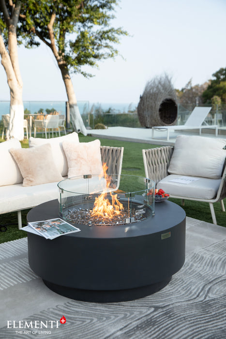 Elementi Plus Nimes Concrete Round Fire Table Pit Black OFG414DG