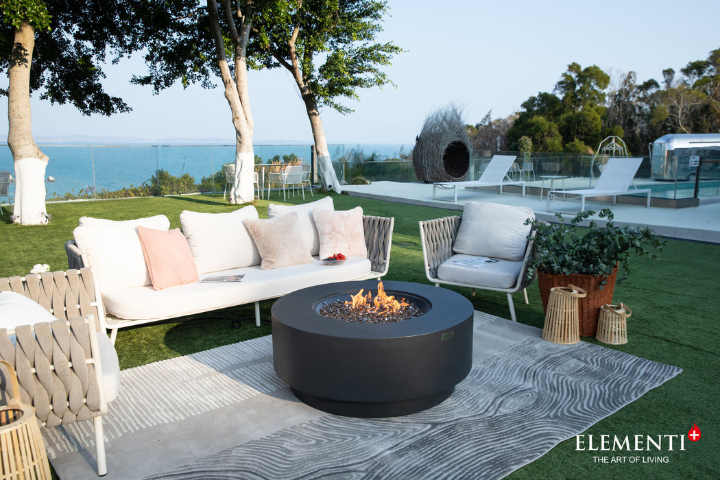 Elementi Plus Nimes Concrete Round Fire Table Pit Black OFG414DG