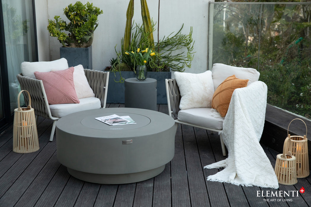 Elementi Plus Colosseo Concrete Round Fire Table Pit Grey OFG414LG