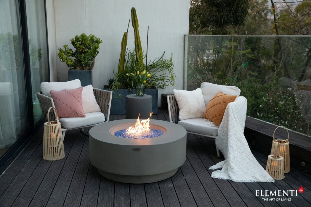 Elementi Plus Colosseo Concrete Round Fire Table Pit Grey OFG414LG