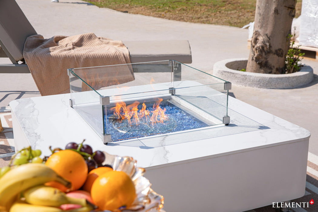 Elementi Plus Annecy Marble Porcelain Fire Table White OFP101BW