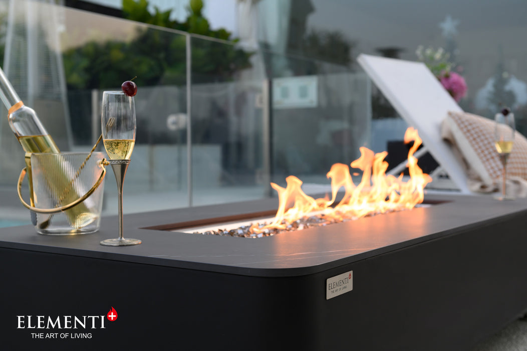 Elementi Plus Valencia Marble Porcelain Fire Table Black OFP102BB