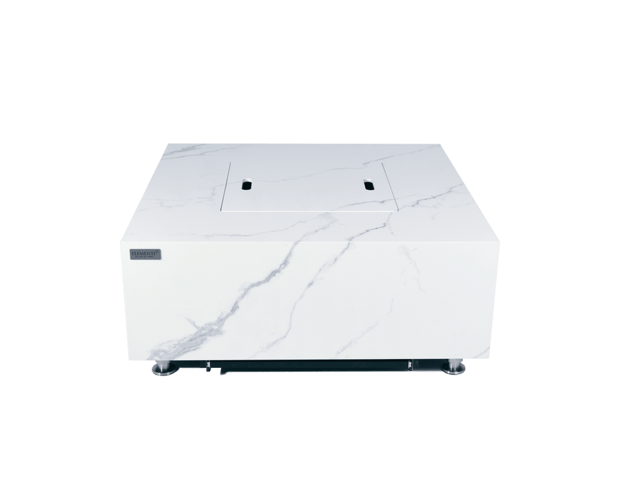 Elementi Plus Bianco Marble Porcelain Fire Table White OFP103BW