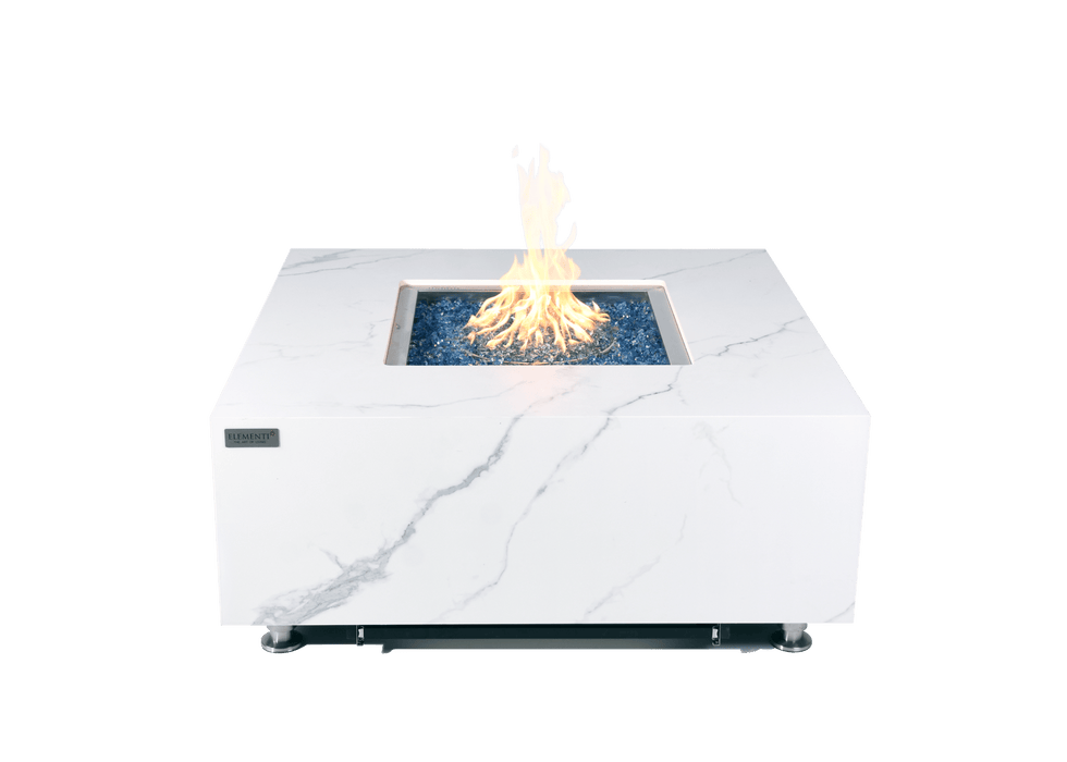 Elementi Plus Bianco Marble Porcelain Fire Table White OFP103BW