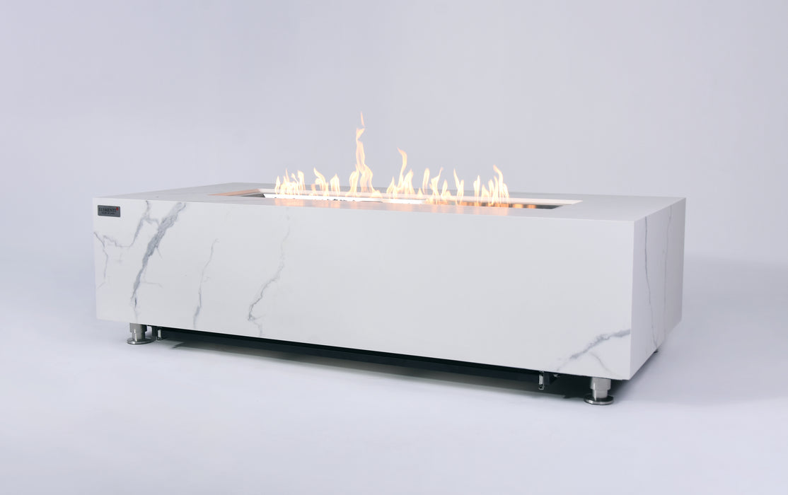 Elementi Plus Carrara Marble Porcelain Fire Table White OFP121BW