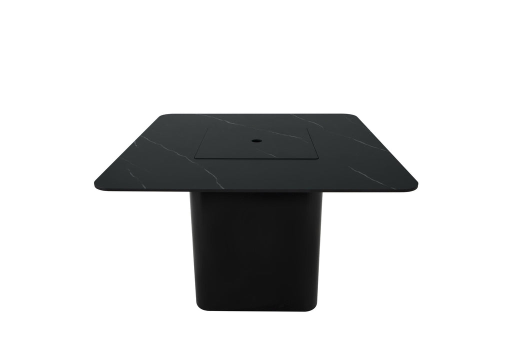 Elementi Plus Brugge Marble Porcelain Dining Fire Table Black OFP202BB