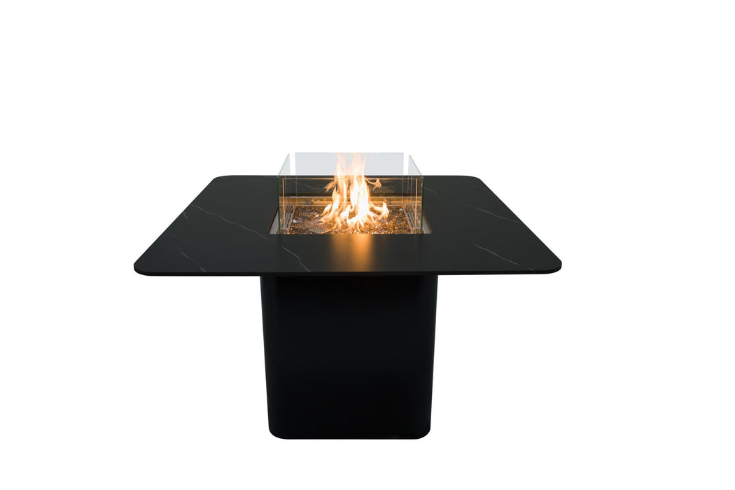 Elementi Plus Brugge Marble Porcelain Dining Fire Table Black OFP202BB