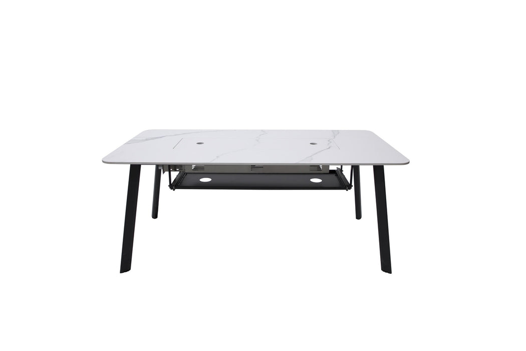 Elementi Plus Oslo Marble Porcelain Dining Fire Table White OFP301