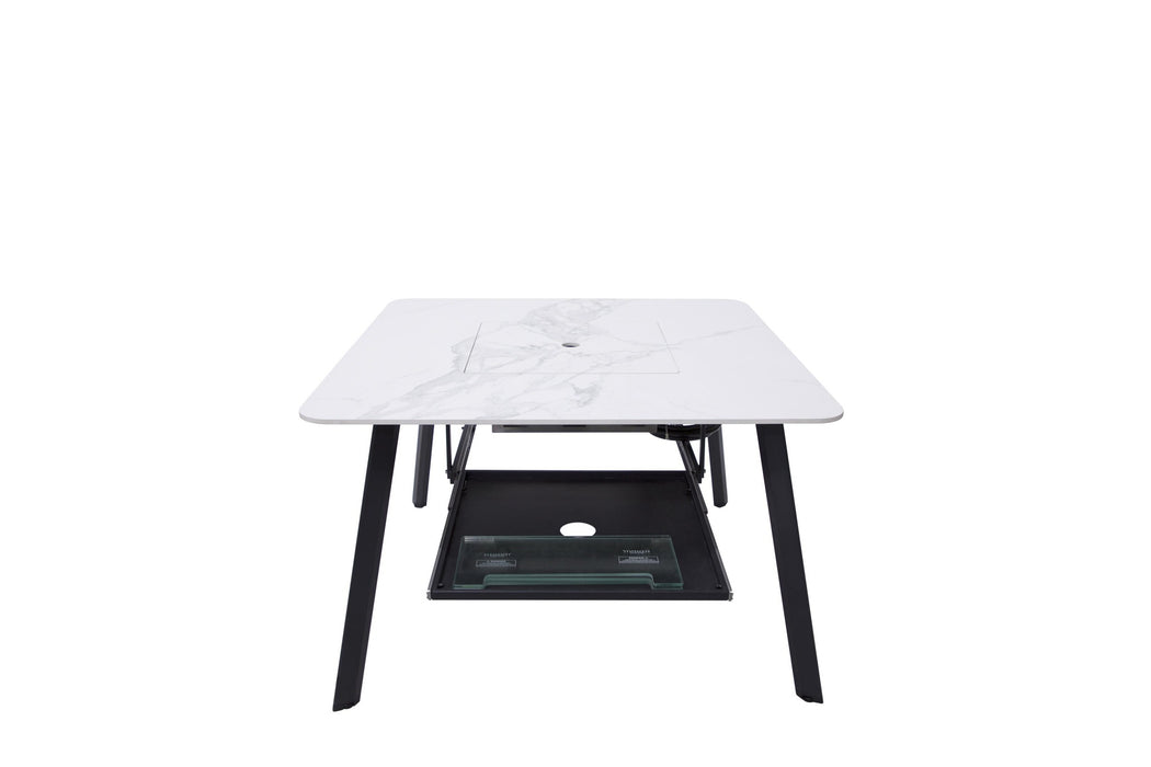 Elementi Plus Helsinki Marble Porcelain Dining Fire Table White OFP302