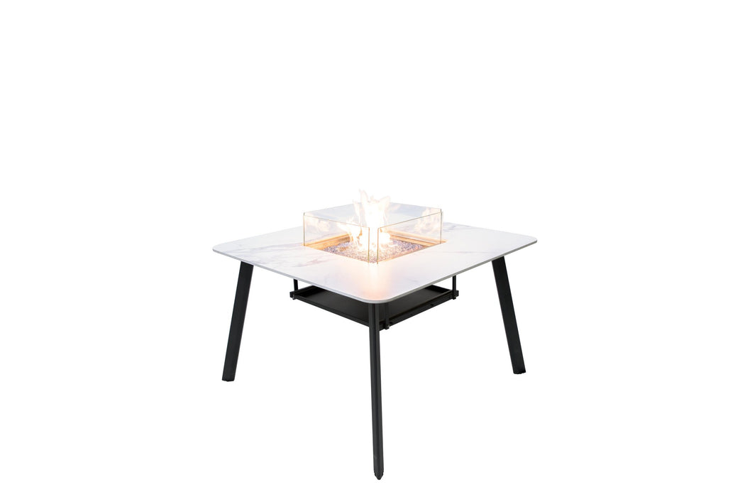 Elementi Plus Helsinki Marble Porcelain Dining Fire Table White OFP302