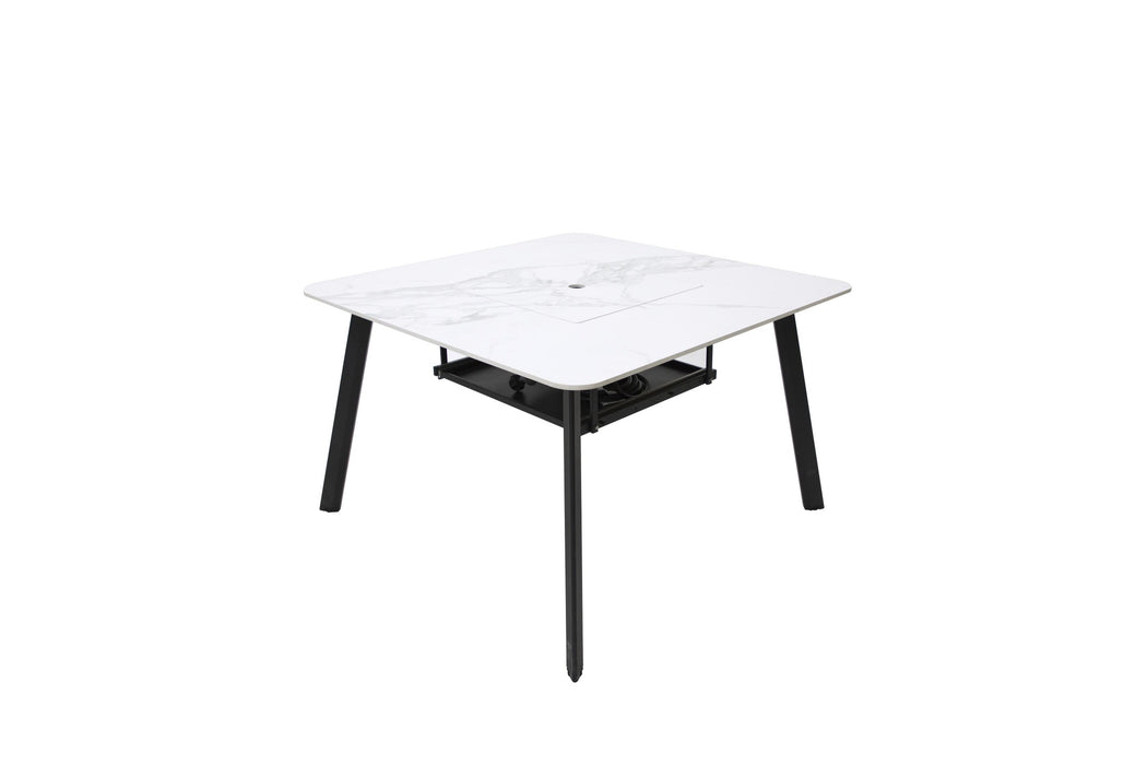 Elementi Plus Helsinki Marble Porcelain Dining Fire Table White OFP302