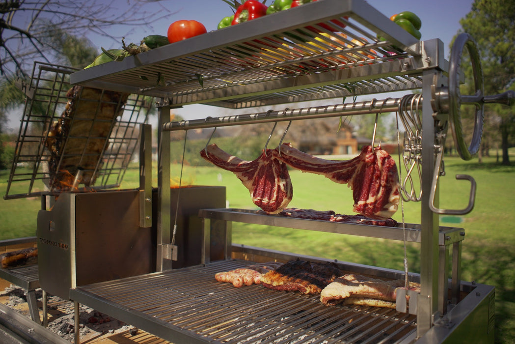 Tagwood BBQ XL Freestanding Argentine Santa Maria Wood Fire & Charcoal Gaucho Clamp Grill Stainless Steel BBQ26SS