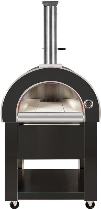 Charcoal Pizza Oven Outdoor in Black Stainless Steel | Artisan Wood-Fired BBQ Grill for Pizza and Bread