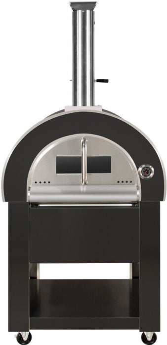 Charcoal Pizza Oven Outdoor in Black Stainless Steel | Artisan Wood-Fired BBQ Grill for Pizza and Bread